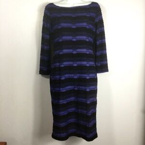 Sharagano Striped 3/4 Sleeve Dress